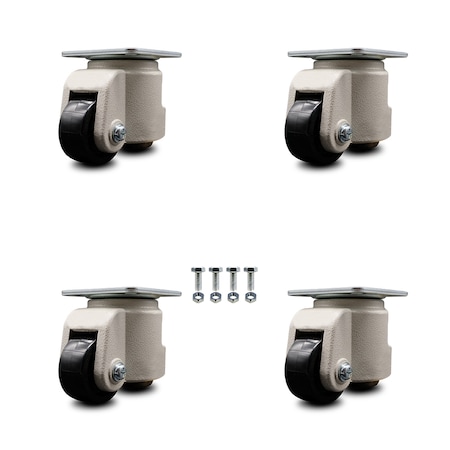 Service Caster Nylon Swvl TP Light Duty Floor Leveling Caster w/2.44" Diameter BLK Wheels, 4PK SCC-TPLV30S60-NYR-660-DC-4